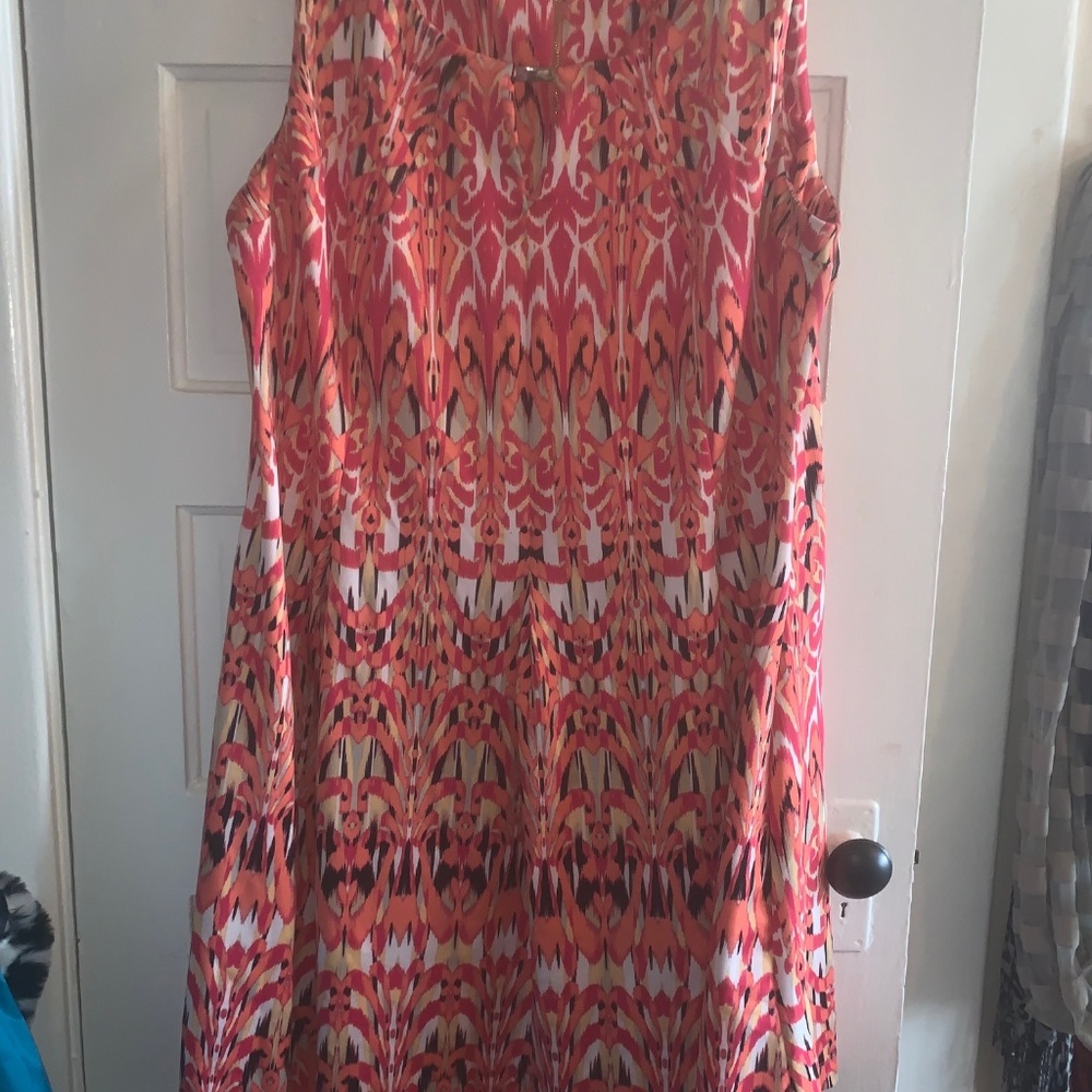 Danny and Nicole - Vivid peach pattern dress